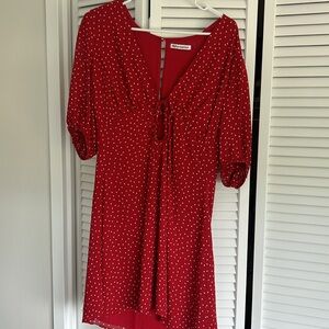 NWT Reformation Cressida Ditty Red Polka Dot Dress